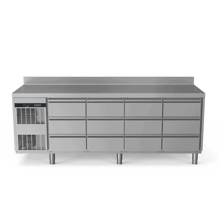 Zanussi kølebord 440L i energiklasse A med bagkant og skuffesektioner