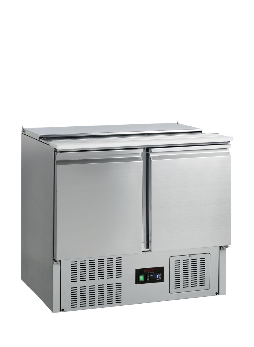 Tefcold GS92 saladette, 90 cm bred med to døre og kølet top, rustfrit stål